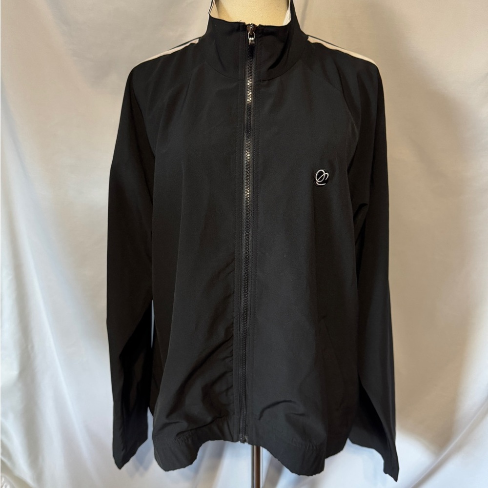 (L) Oleg Cassini Black and White Bomber Jacket with Stand-Up Collar - Picture 2 of 10